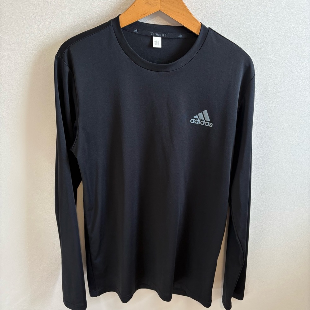 Adidas Mens Black Essential Tech Long Sleeve Shirt